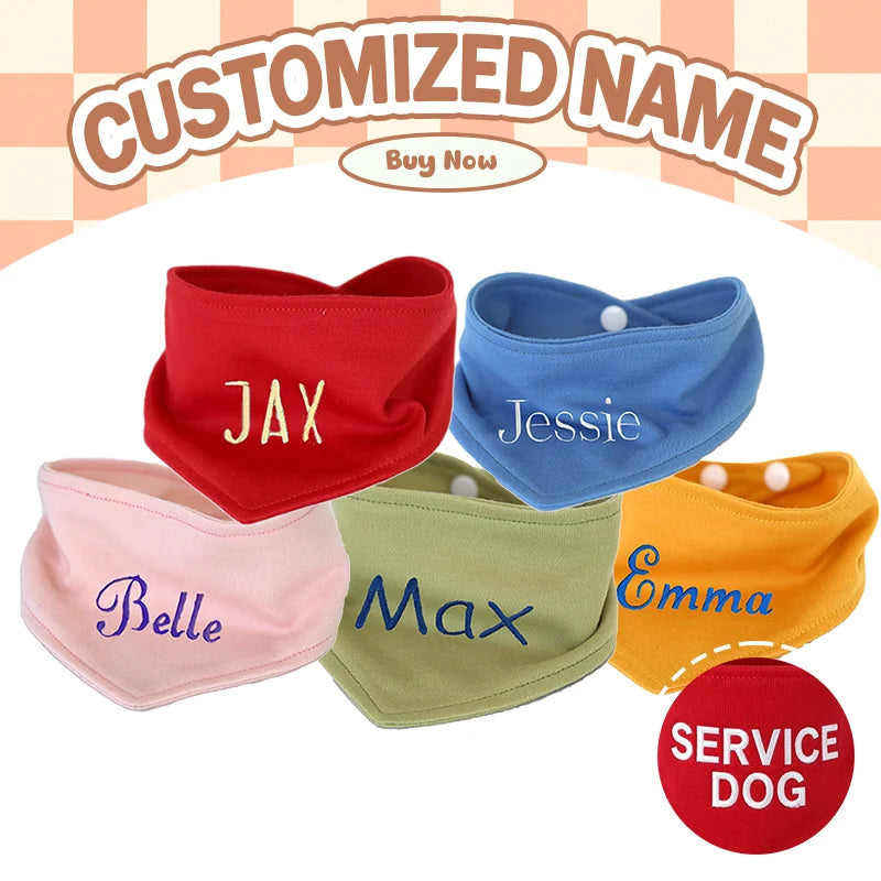 Personalized embroidered dog name bandana