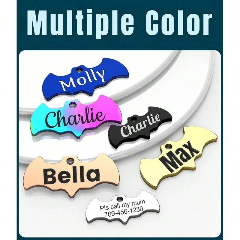 Custom bat pet tag finishes
