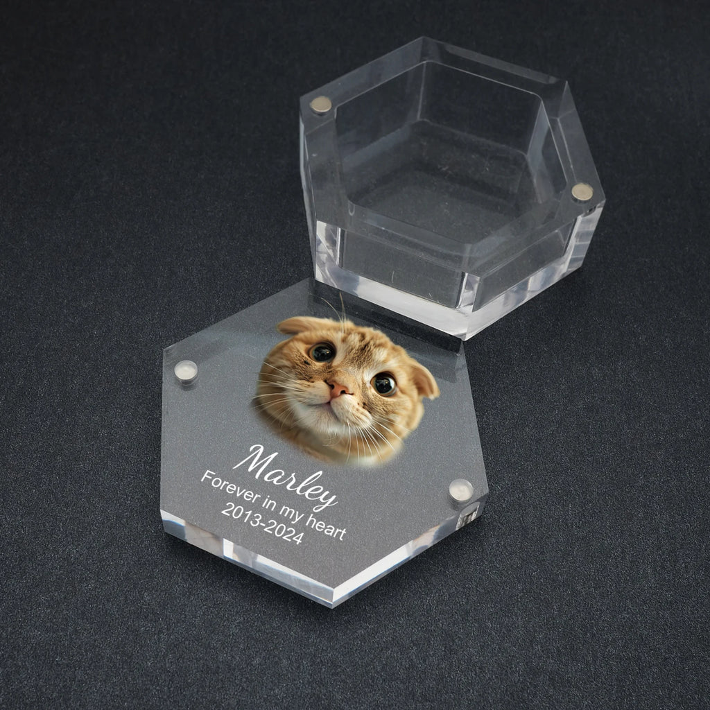 Custom keepsake box for pet fur and tags