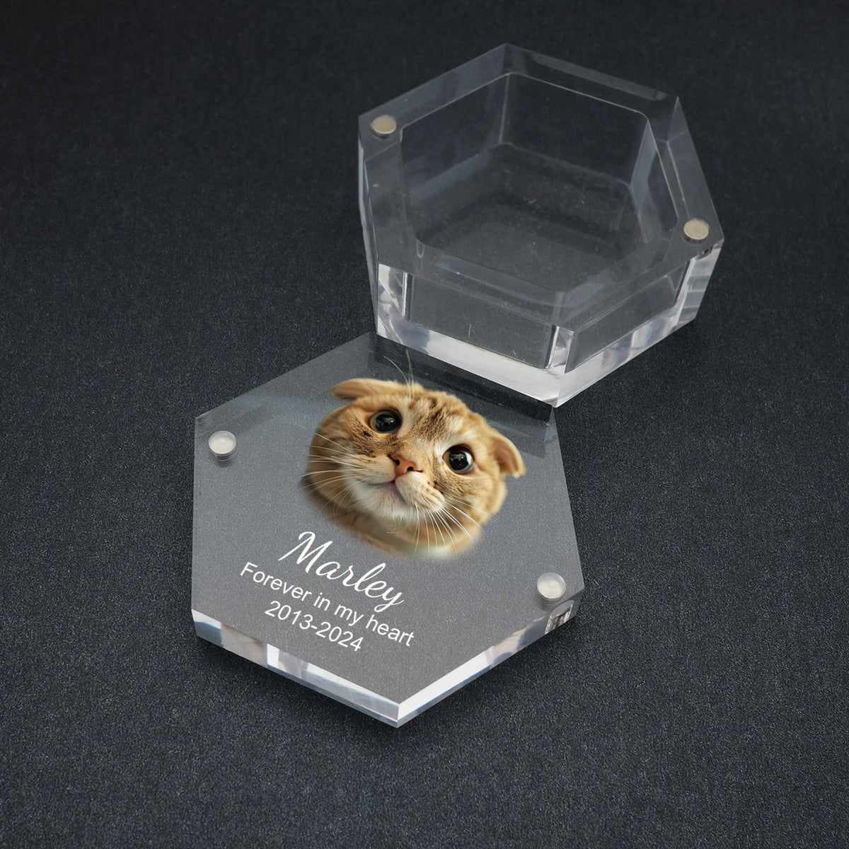 Custom keepsake box for pet fur and tags